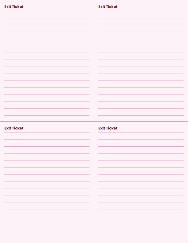 Exit Ticket Slips (4 Per Page) — printable classroom template preview