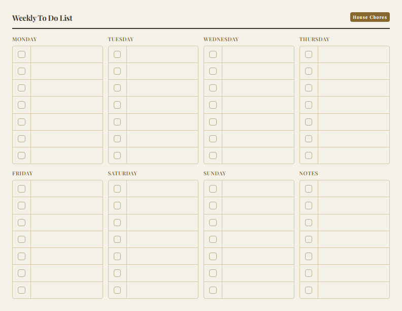 Weekly To-Do List — printable productivity template preview